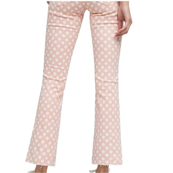 Pilcro (Anthropologie) High Rise Bootcut Pink & White Polka Dot Jeans, 28 Petite - Picture 2 of 10